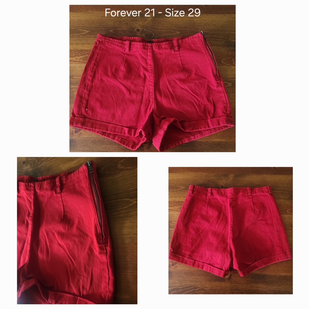 Forever 21 High Waist Red Shorts